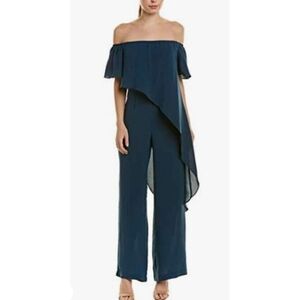 Adrianna Papell Womens Navy Bell Sleeve Wide Leg Party Jumpsuit Size: 14W